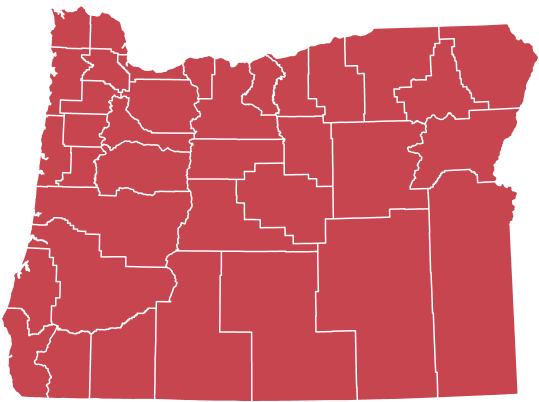oregon map indicating the Portland Metro service area